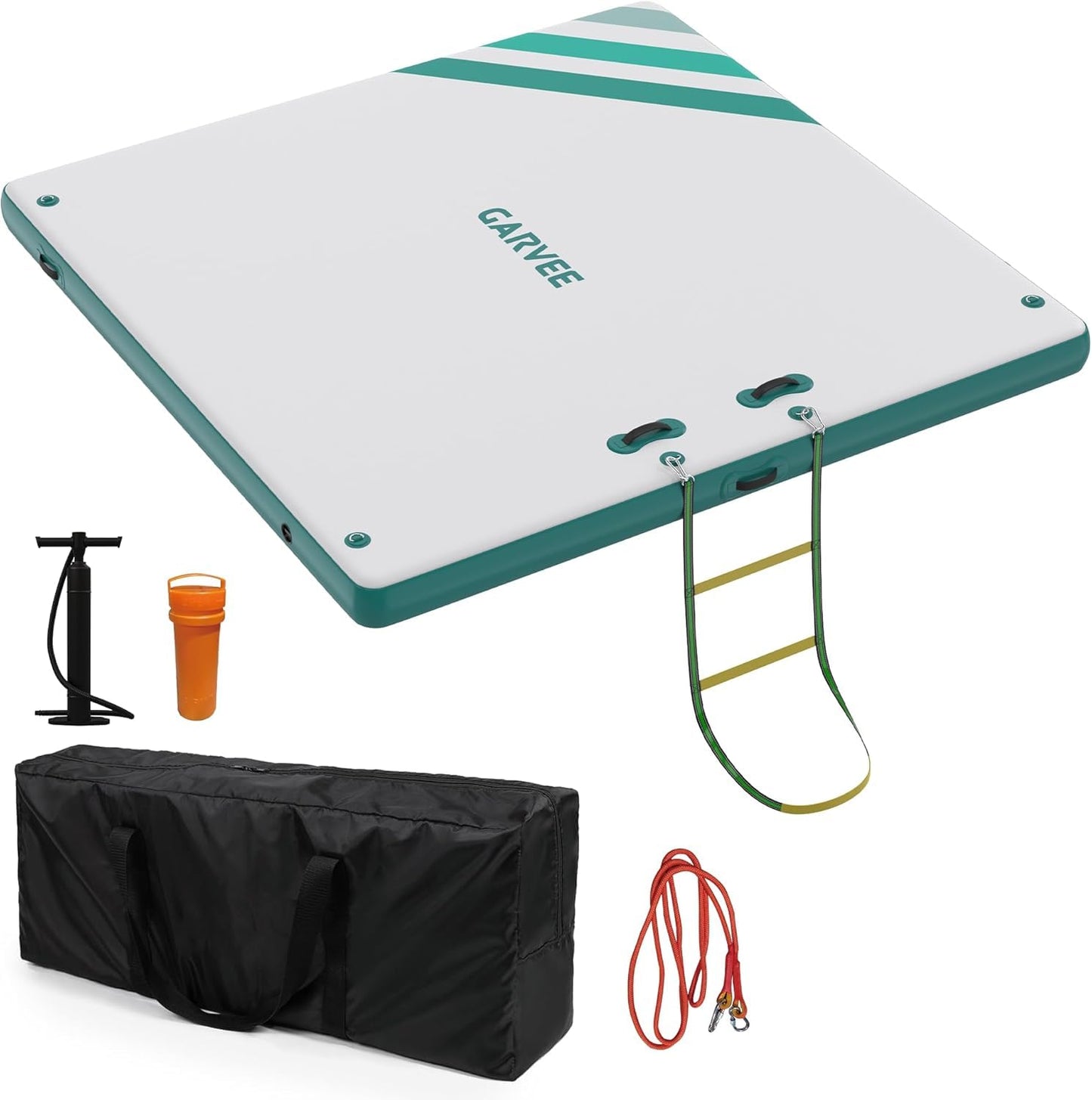 GAOMON Inflatable Dock Floating Platform, Thick Lake Floats for Adults, Non-Slip Air Dock Platform with Portable Carrying Bag, Floating Platform Island for Pool Beach Ocean(Green,10 x 10 ft)