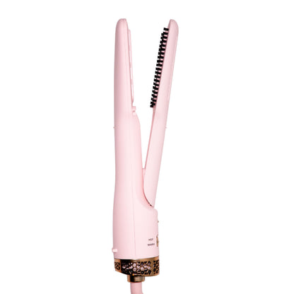 FoxyBae All-in-One Hair Styler - Ceramic Oval Barrel Blow Dryer Brush (75mm) for Drying, Curling, Volumizing & Straightening Hair [Party Pink]