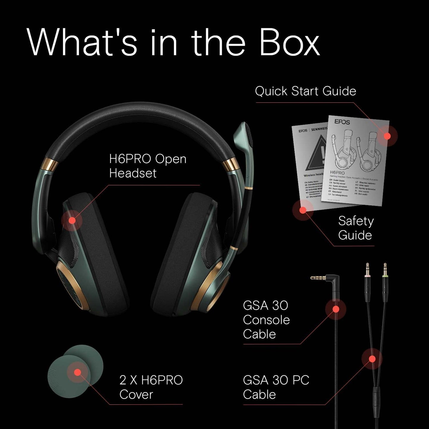 EPOS H6Pro Open Acoustic Gaming with Mic – Immersive Sound, Lightweight Comfort, and Durable Design – Works with Xbox, PS4/PS5 & PC/Windows – Green