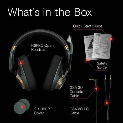 EPOS H6Pro Open Acoustic Gaming with Mic – Immersive Sound, Lightweight Comfort, and Durable Design – Works with Xbox, PS4/PS5 & PC/Windows – Green