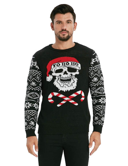 VENTELAN Men's Ugly Christmas Sweater Funny Santa Xmas Crew Neck Sweaters