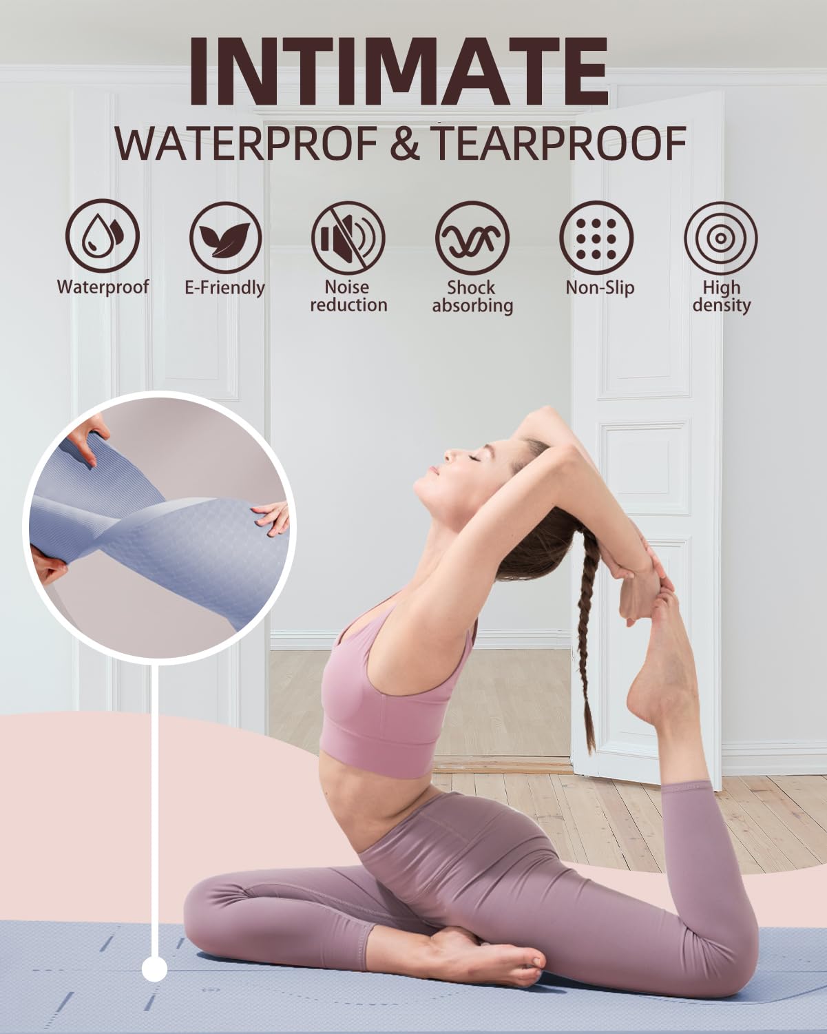 YOTTOY Yoga Mat, 72"x 32"x1/3" Extra Wide Non-Slip Exercise Fitness Yoga Mats,Eco-Friendly TPE Exercise Mats for Women Men Home Workout with Strap Bag