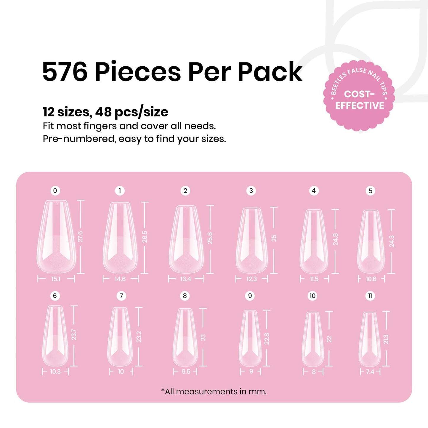 Beetles Gel Nail Kit Short Almond with Nail Dehydrator and Primer, 576Pcs Half Matte Etch-X Gel Nail Tips Solid Nail Glue Mini Nail Lamp Acrylic Nail Tips Easy DIY Nail Extension Set Gift for Women