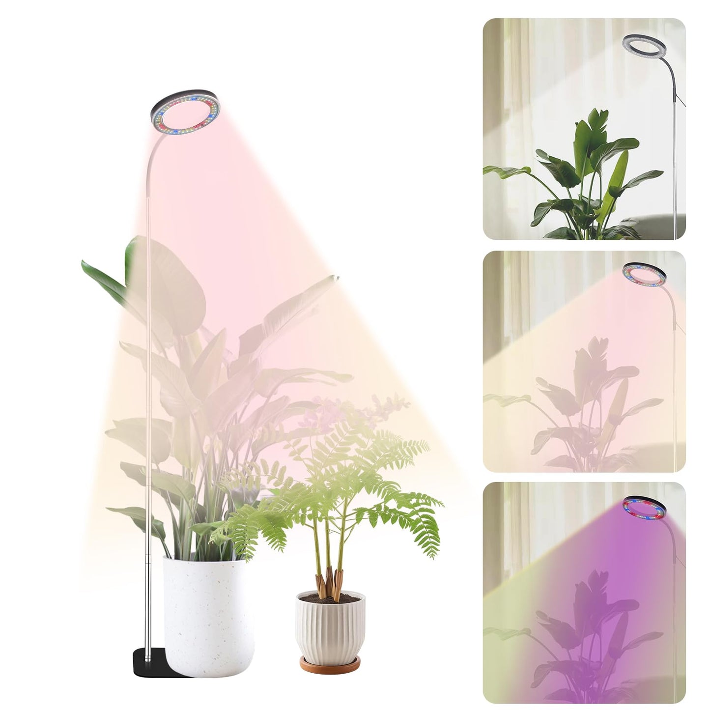 LCCYJYZY Full Spectrum LED Grow Light, 84 LEDs with 3 Color Modes, 67in Adjustable Gooseneck, 360° Rotating Head, Desktop Plant Light with Timer, 10 Brightness Levels, (Black)