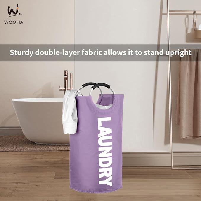 WOOHA 125L Large laundry basket, Collapsible laundry hamper, Tall Clothes