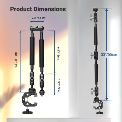 NEEWER 22" Magic Arm w Desk C Clamp, Overhead Camera Mount with Articulating Mic Boom Arm 1/4" 3/8" Threads for ARRI, Desktop Stand Holder for Phone Microphone Webcam Action Camera Video Light, UA057