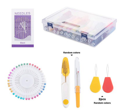 ilauke Sewing Thread Set 60 Color 228m Each Spool Polyester Thread Kit with 10 Sewing Needles, 2 Needle Threader, Yarn Scissors, Stripper and Pearl Needle for Hand or Machine Sewing