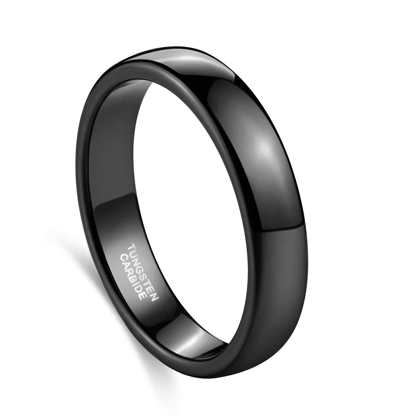 TRUMIUM 4mm Mens Womens Wedding Band Tungsten Carbide Black Rings High Polished Beveled Edges Comfort Fit Size 9