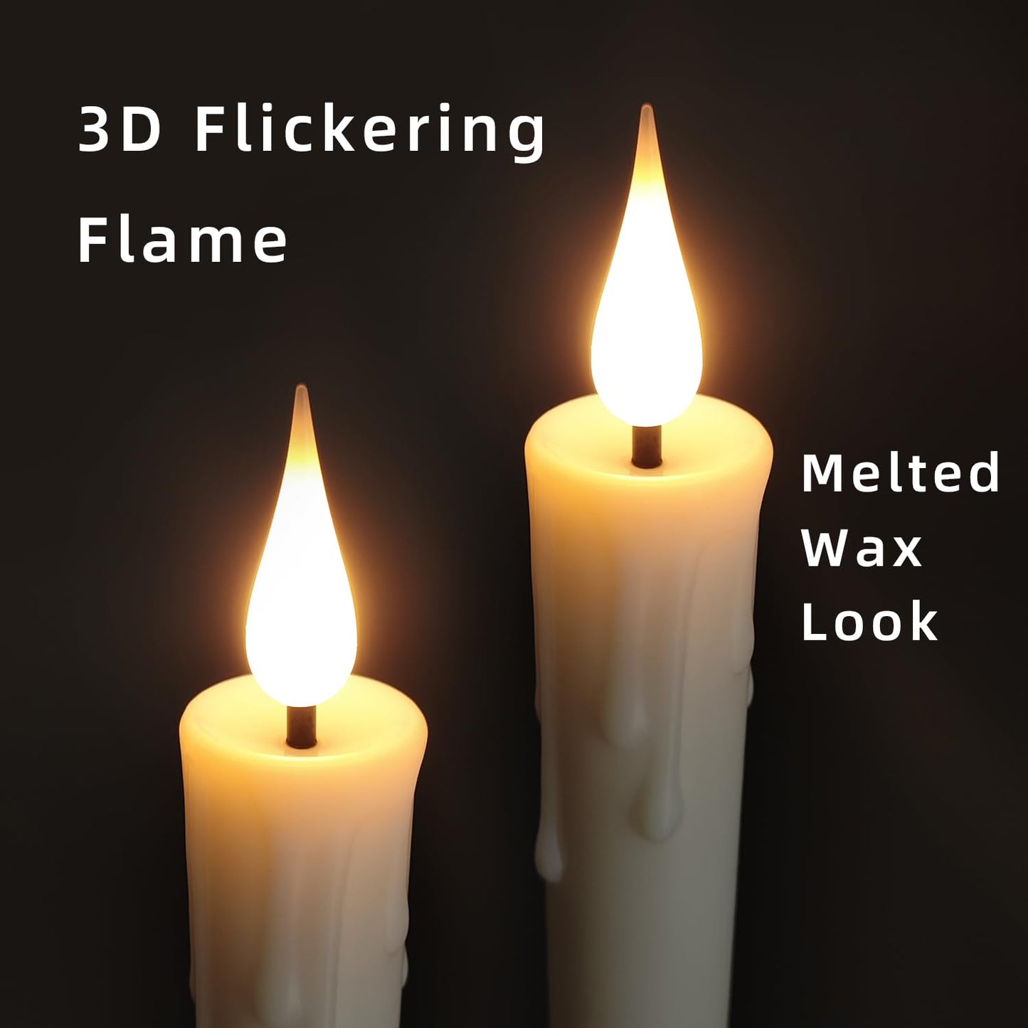 Pierty Flameless Taper Candles with Remote Control, Battery-Operated LED Warm Light 3D Wick Lamp Window Decor Candles, 6-Pack, Christmas Home Decor, Wedding Decorations.