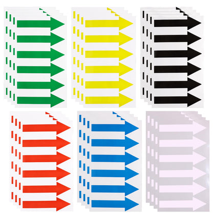 Mini Skater 144pcs Directional Arrow Stickers PVC Marking Sign Tape Label for Classroom Sensory Pathways Removable Adhesive Floor Wall Decal Instructions Sticker Waterproof Arrow Sign (6 Colors)