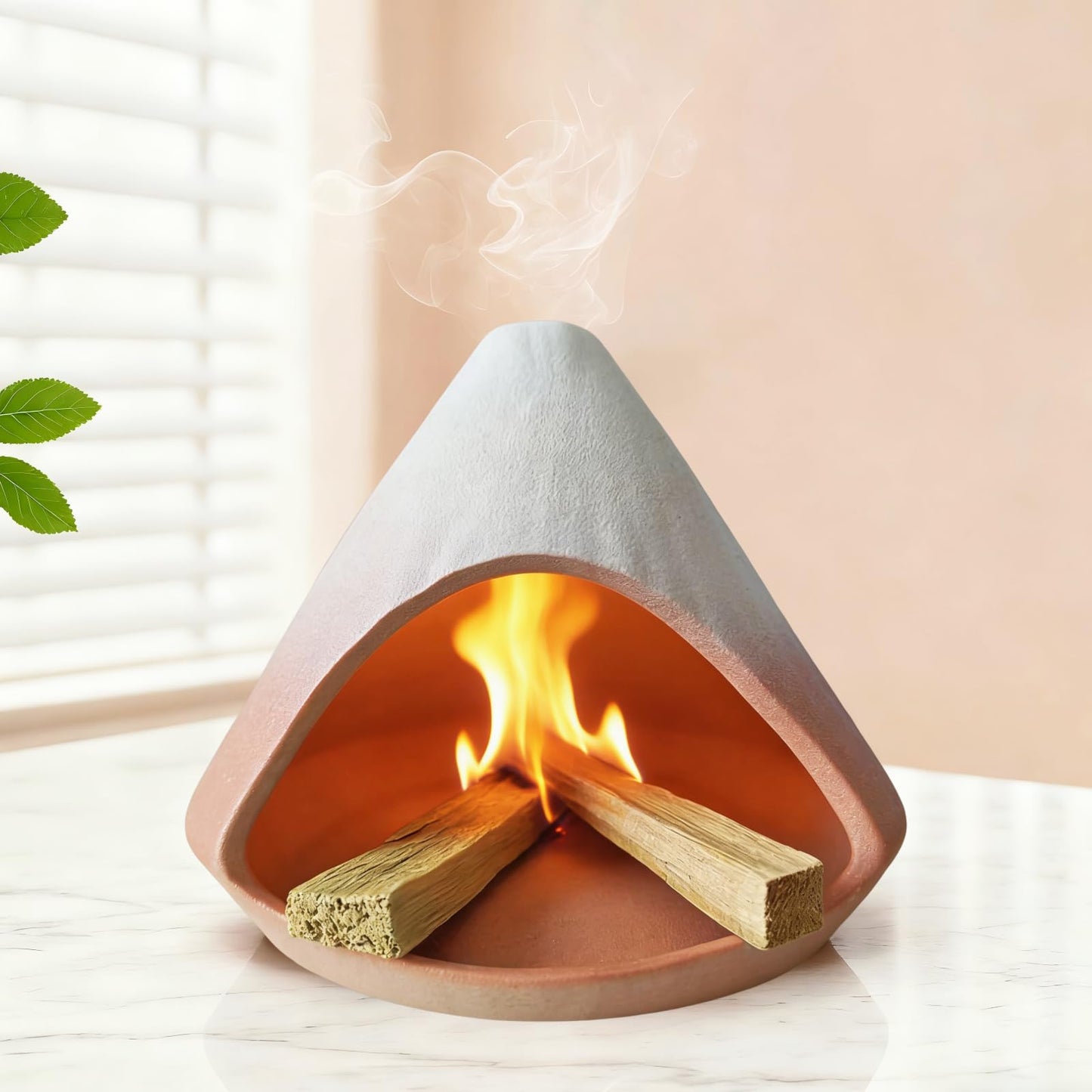 Palo Santo Holder Burner, Modern Incense Burner for Sage, Palo Santo Sticks and Cones Burning, Meditation and Energy Cleansing Aromatic Home Decor,Meditation Gifts（Matte Pink）
