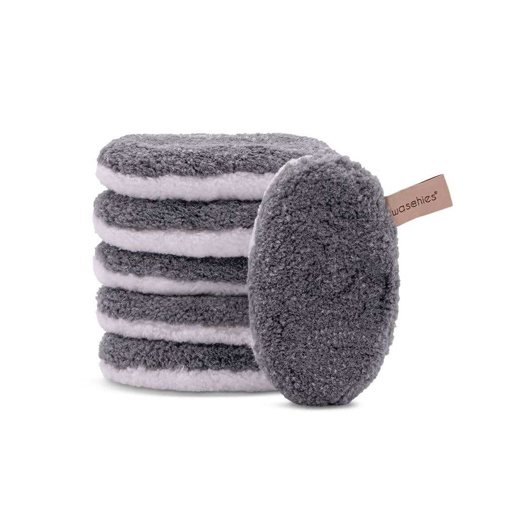 waschies Washable Make-Up & Cleaning Pads, Set of 6, Grey Edition, Reusable, Skin-friendly, Hypoallergenic, Super Soft Make-Up Pads for Adults and Teenagers, All Skin Types