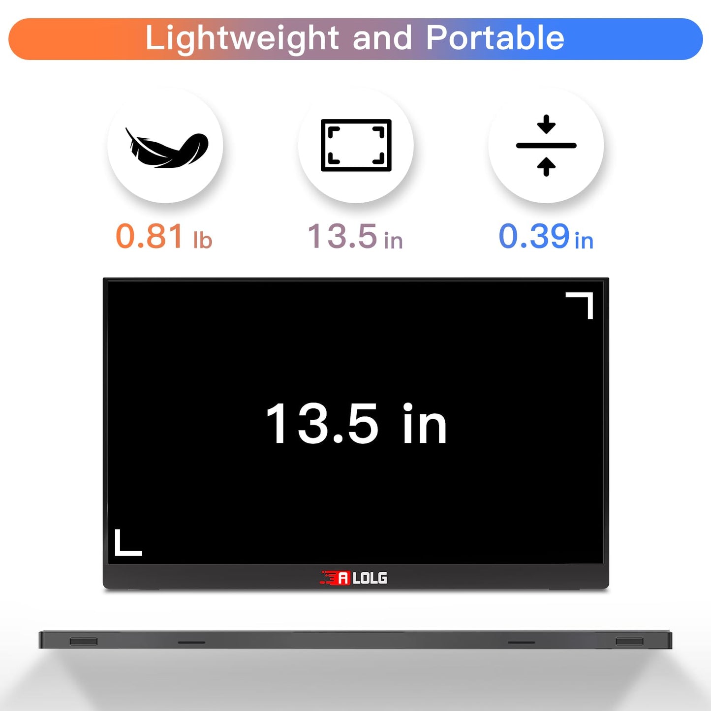 10.5''Portable Monitor for latop ,2K FHD 60HZ Laptop Monitor Screen,USB-C and HDMI Inputs, Ultra-Slim IPS Panel with HDR and Premium Smart Cover & Speakers for Laptop,PC,Phone,PS4/5,Switch,Mac,Xbox