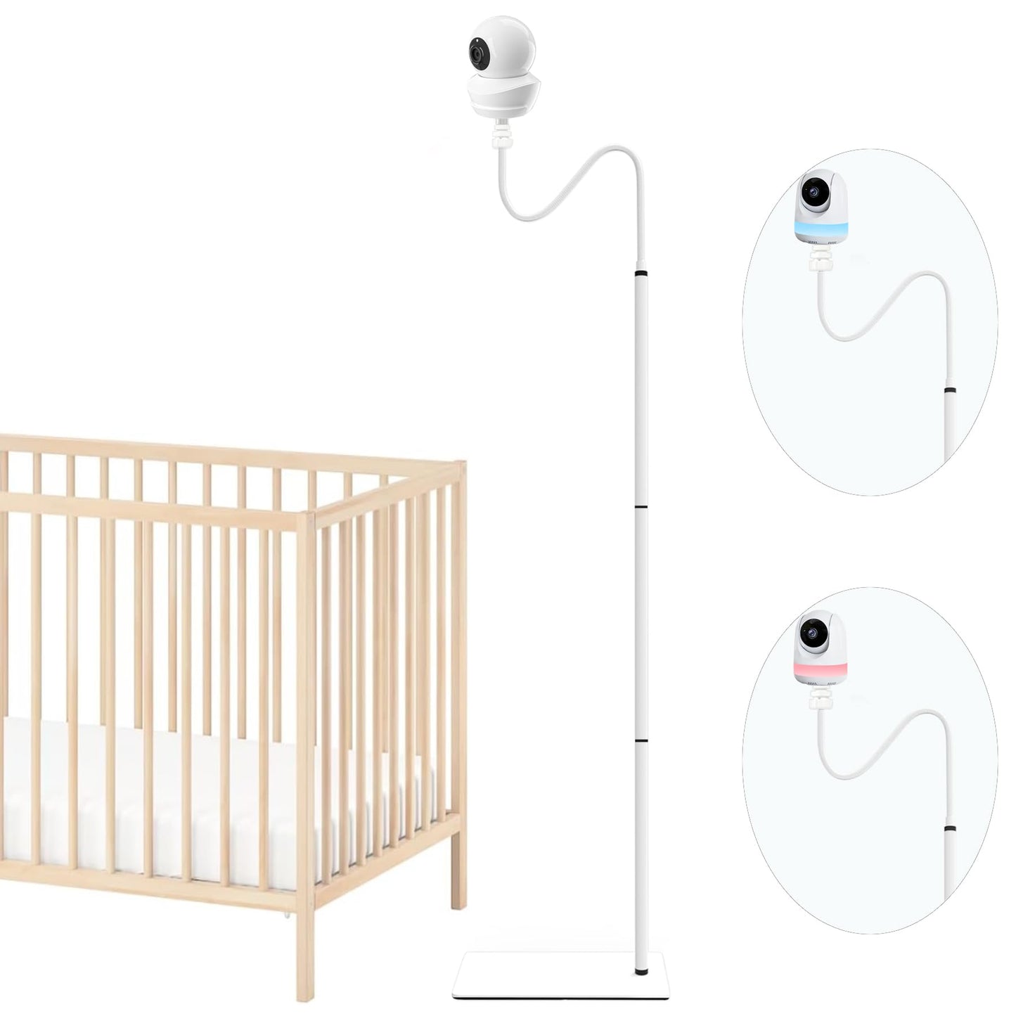 Derebir Baby Monitor Floor Stand Holder Compatible with Babysense ‎V43_2CAM and MaxView 2CAM Camera Baby Flexible Baby Monitor Mount Stand(68.8 inch)