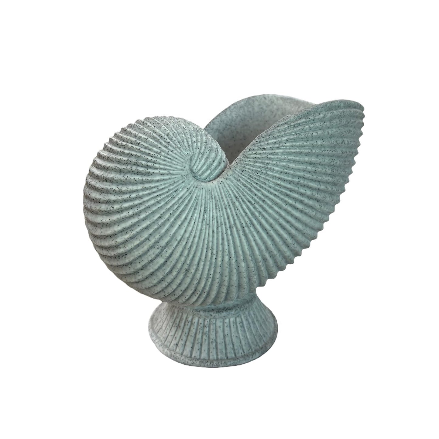 Dwelloria Nautilus Shell Sculpture – Gray White Resin Spiral Shell Decor, Modern Coastal Home Accent