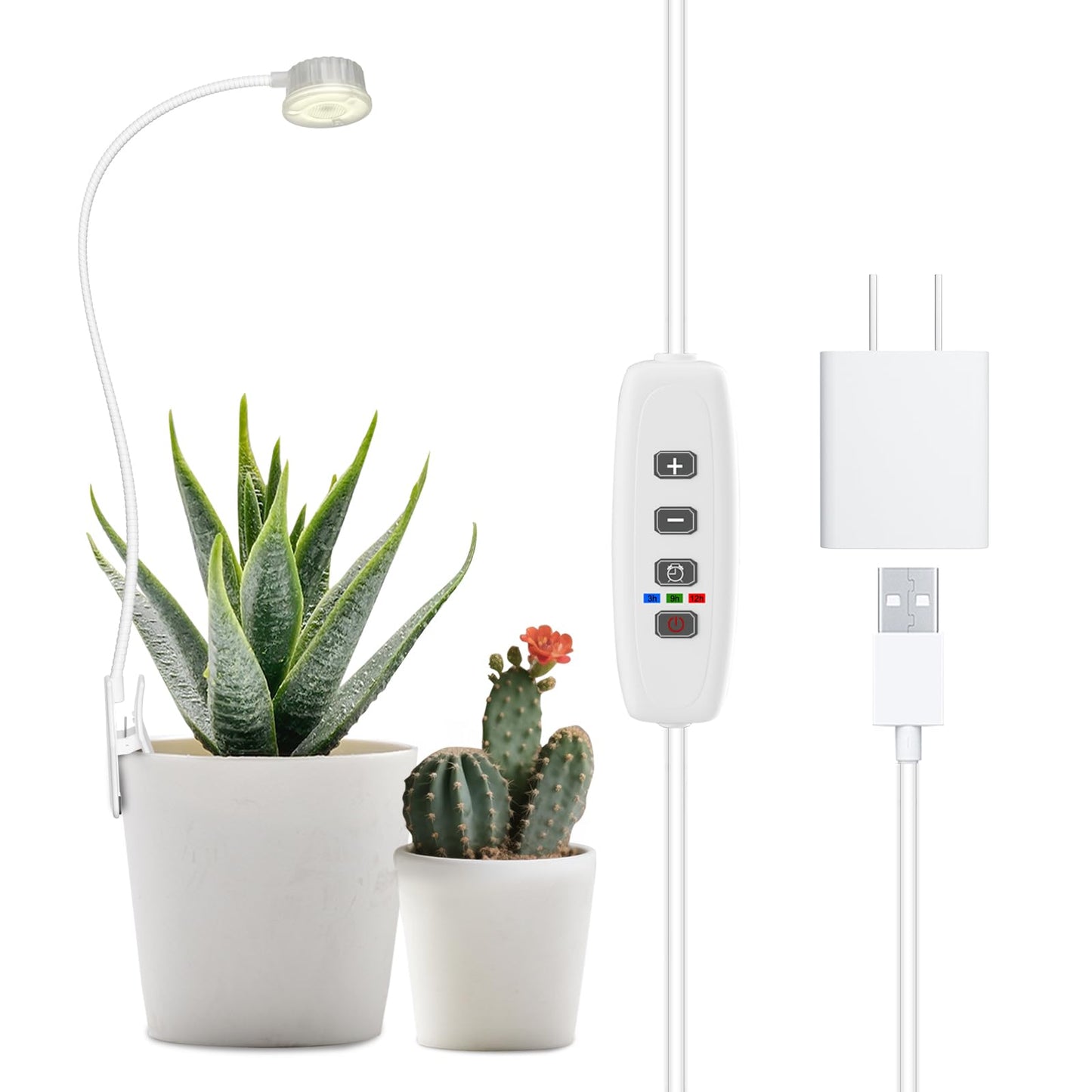 YKeluxon Grow Lights for Indoor Plants, Mini Plant Light, Full Spectrum Clip on Small Grow Lights for Indoor Growing, 10 Dimmable Auto On Off 3 9 12 Hrs Timer for Office Home