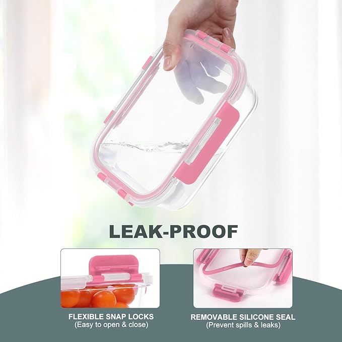 KOMUEE 10 Pack Glass Food Storage Containers, Meal Prep Containers