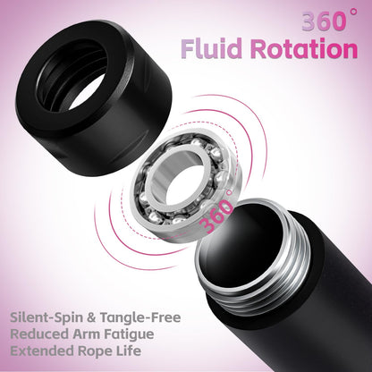 Weighted Jump Rope, 1LB Tangle-Free Ball Bearing Rapid Speed Skipping Rope for Men Women, Adjustable 9mm Cotton & PVC Rope with Alum Handle for Boxing MMA Weight-Loss Athletic Workout Fitness
