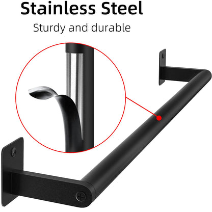 Bathroom Towel Bar, 24 Inch Towel Racks for Bathroom Wall Mounted, Heavy Duty Hand Towel Holder Organizer, Modern Home Decor Towel Rod, Matte Black Single Bar