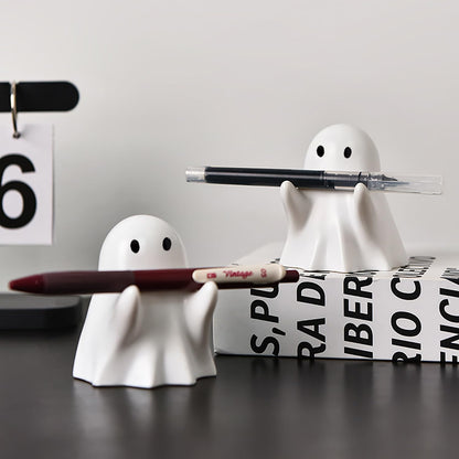 BHOOKA Halloween Finger Ghost Figurine Cute Cartoon Spooky Resin Middle Finger Statue Decor Halloween Ghost Sculpture Tabletop Ornament for Holiday Desk Bookshelf Art Display Supply