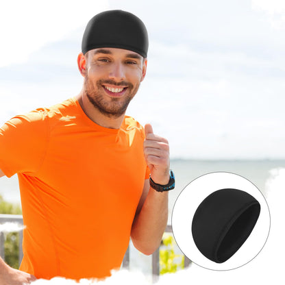 Boao 6 Pieces Cooling Skull Caps Helmet Hard Hat Liner Sweat Wicking Running Beanie Cycling for Men Women (Small,Black)