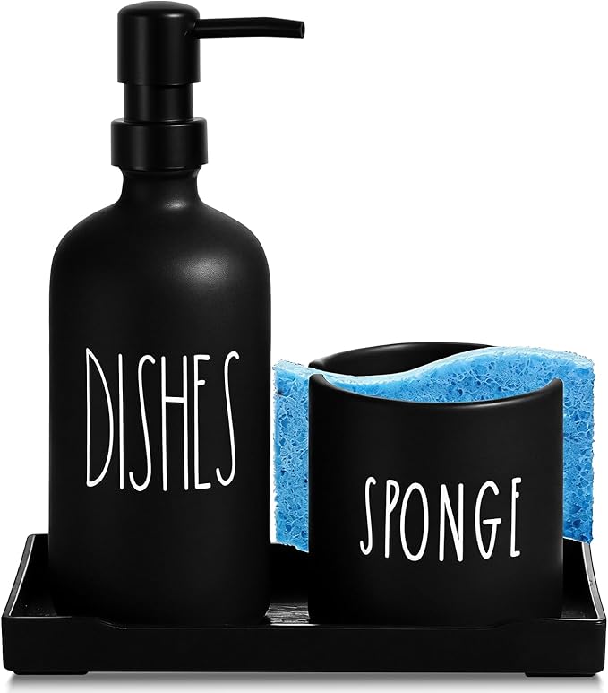 Dish Soap Dispenser for Kitchen, Glass Dish Soap Dispenser