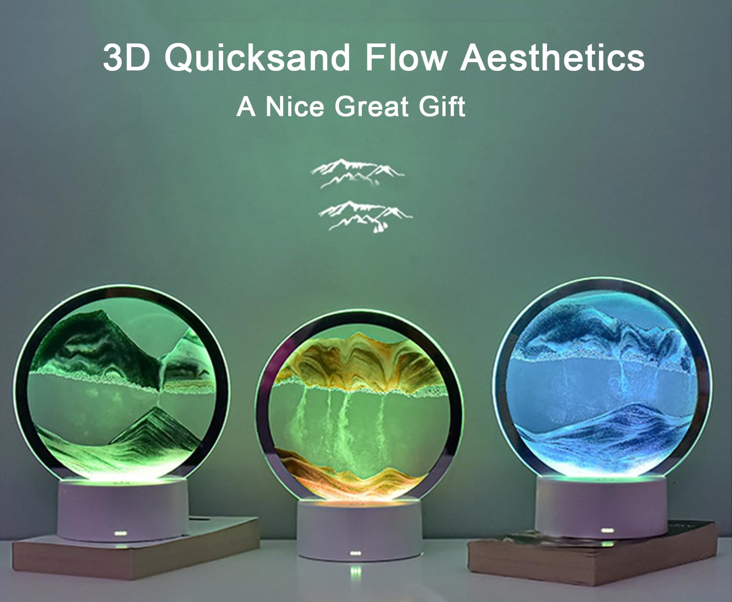 CYSRALFC Moving Sand Art Lamp, 3DMoving Sand Art, Quicksand Bedside Lamp, Creative Glass Sand Painting Colorful Night Light, Home Relaxation and Office Decoration