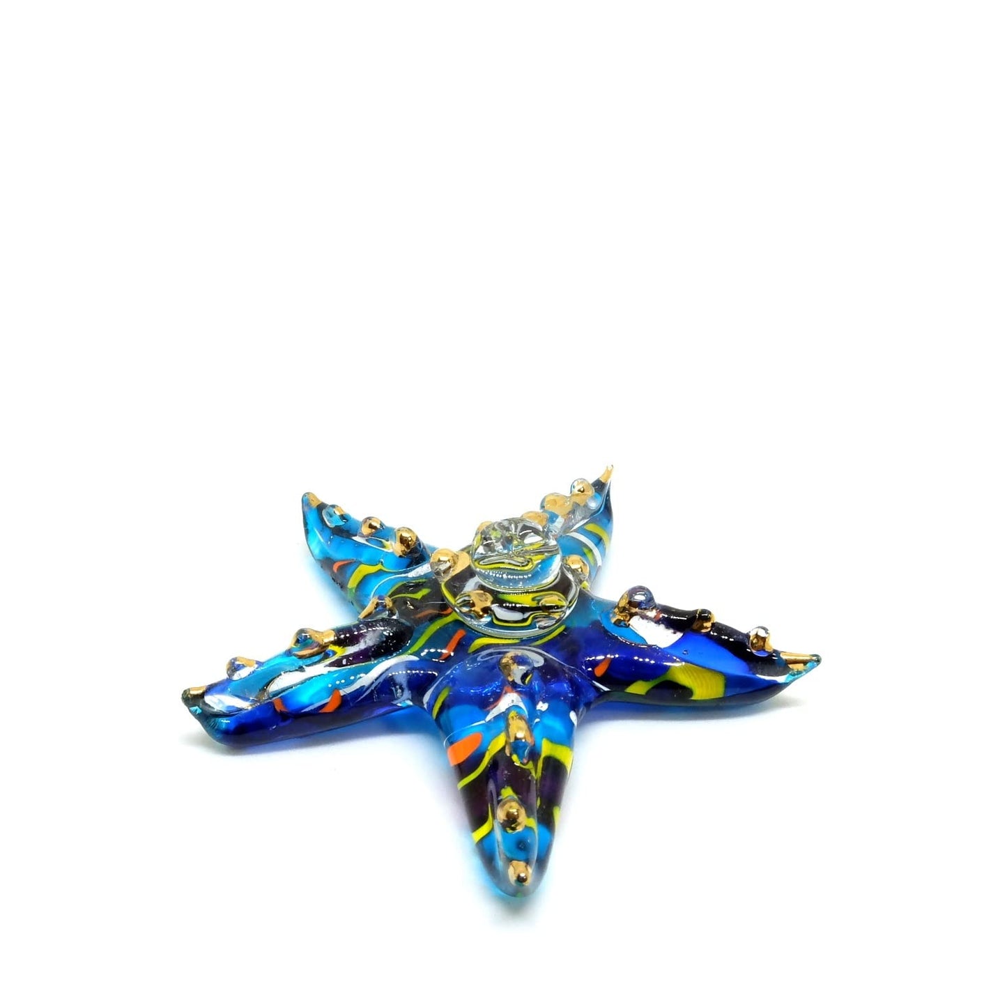Handmade Mini 2" Blue Starfish Figures Blown Glass Art/Miniature Ocean Animals/Collectible Figurines Gift Ideas/Tiny Ornament Cool Stuff Decor N2 - Model 2022