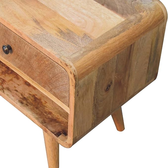 Reverse Curve Oak ish Media Unit