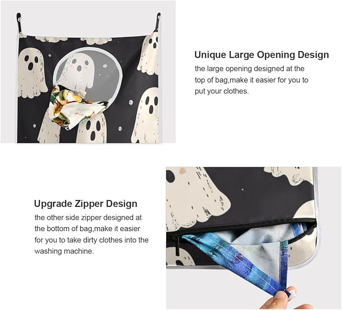 Cute Halloween Ghost Black Hanging Laundry Hamper Door Hampers Bag Basket