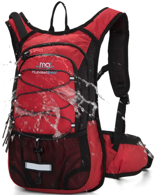 15L Insulated Hydration Backpack Pack with 2L Water Bladder Lightweight Hiking Backpack Bag for Women Men Daypack for Hiking Running Festival Camping Biking (Red)