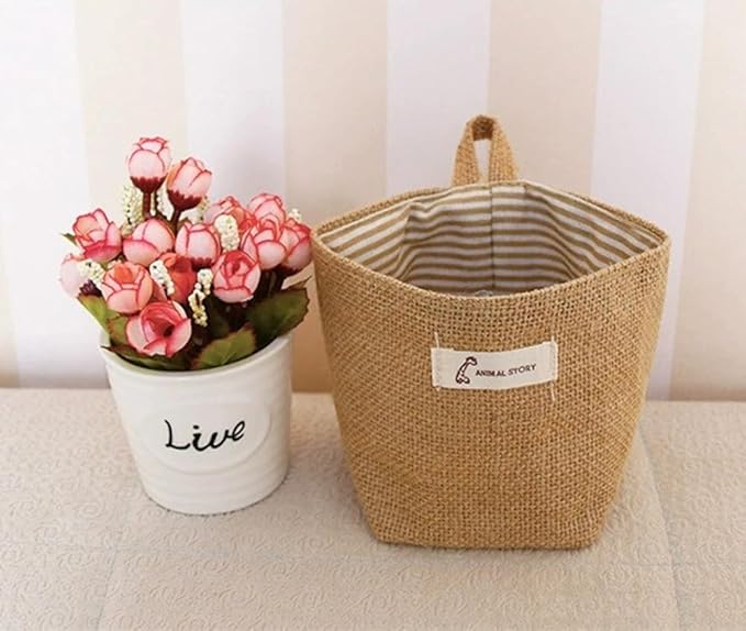 4 Pack Wall Hanging Storage Bags Hanging Storage Bags Cotton Linen Storage