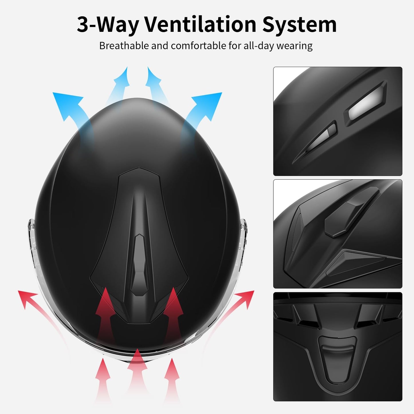 Bluetooth Motorcycle Helmet FreedConn BM12 DOT Full Face Bluetooth Helmets Motorcycle Dual Visor Helmet with Integrated Intercom System/ 2~3 Riders Pair/ 500M/ FM/ MP3/ Voice Dial (Multi-Color, XXL)