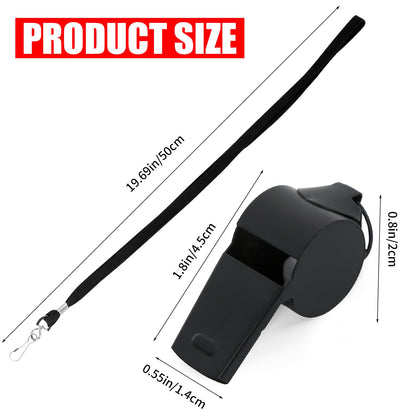 JCKHXG Whistle,2pcs(Black+Silver) Stainless Steel Whistle and Lanyard, Clear Bright and Loud Crisp Sound Whistle Ideal for Coaches, Referees, and Officials