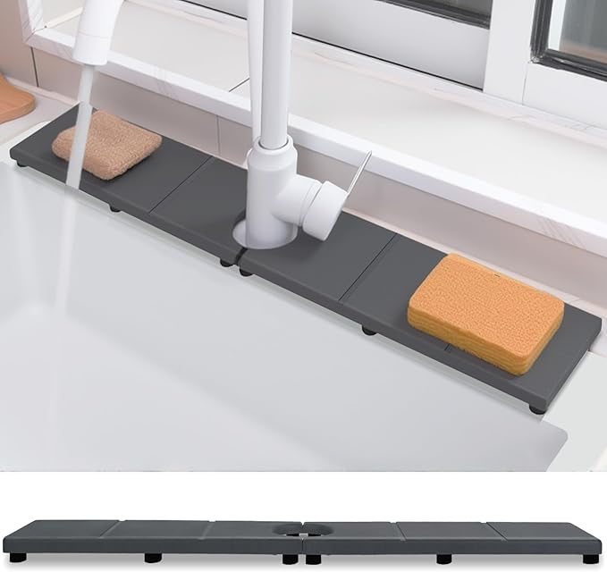 Fast Drying Faucet Mat for Kitchen Sink, Water Absorbent Diatomite Stone Sink