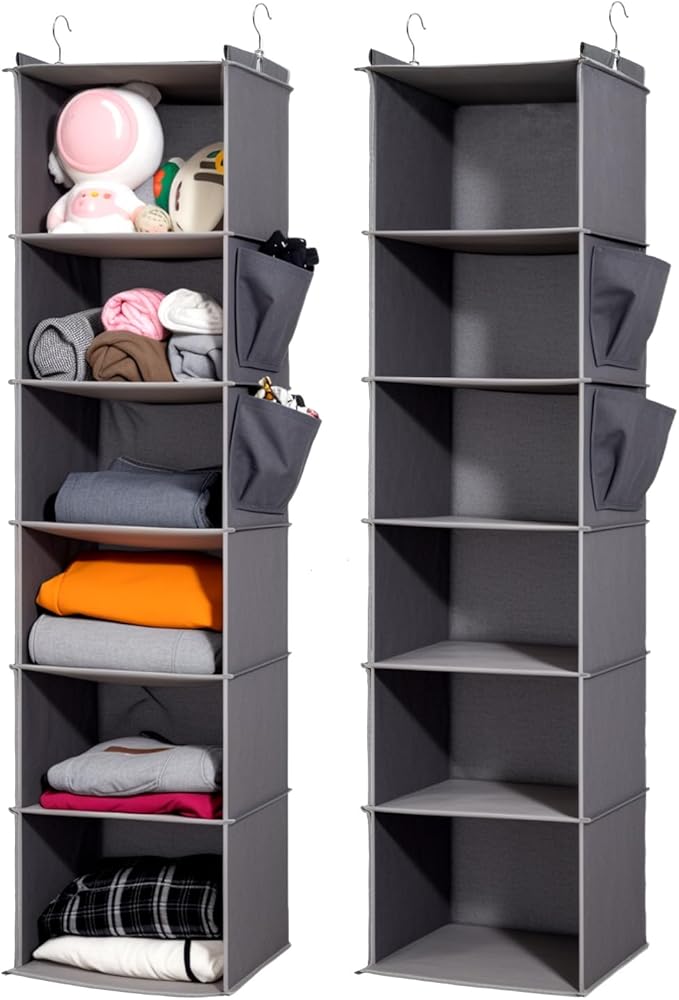 2 Packs Hanging Closet Organizer, 6-Shelf Closet Organizers and Storage