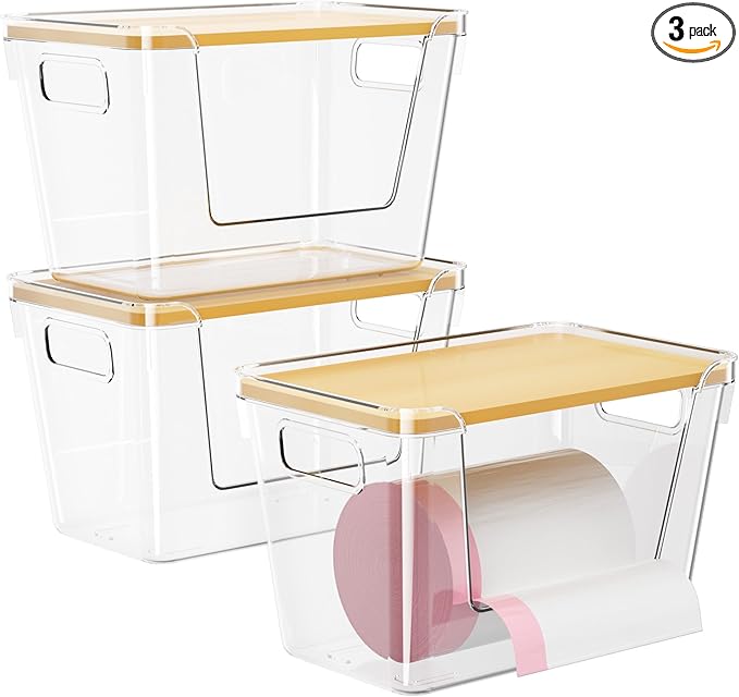 Delamu Acrylic Trash Bag Holder, 3 Pack Stackable Garbage Holder