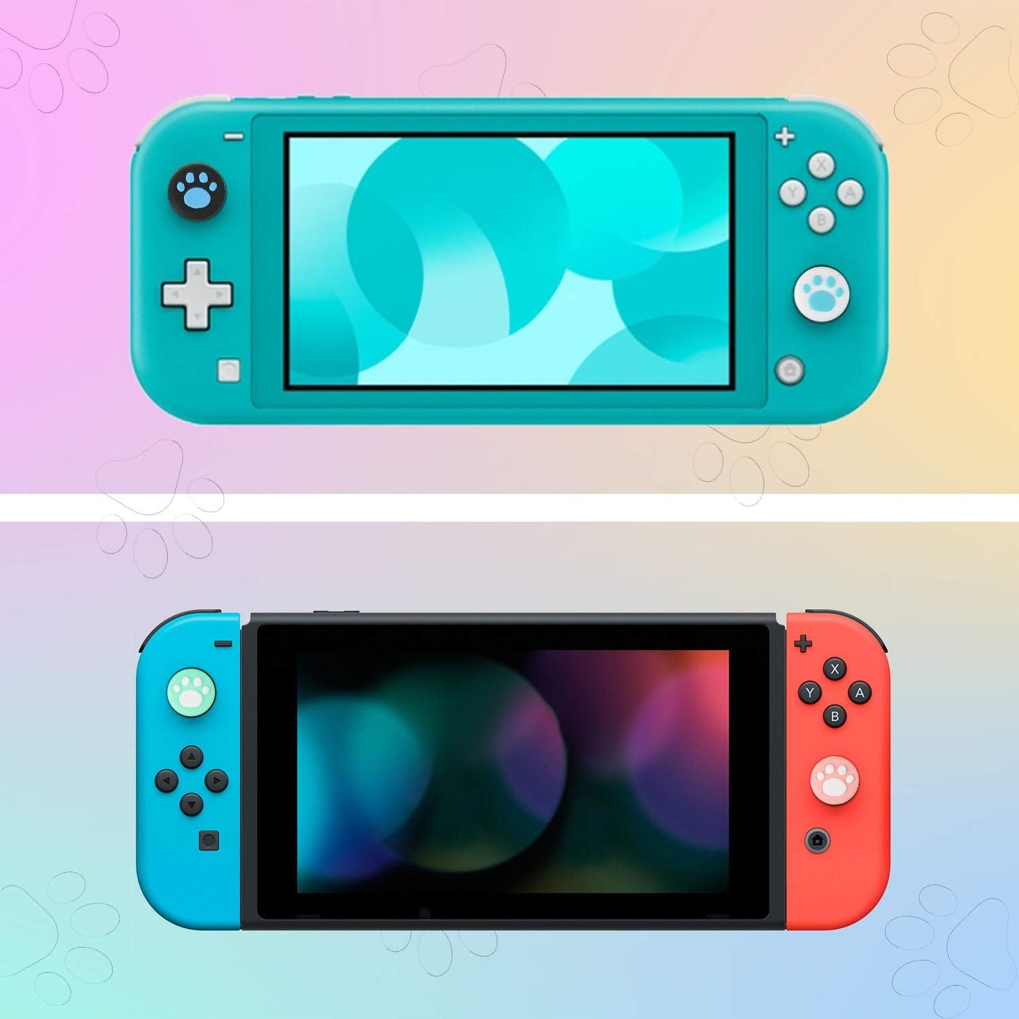 Sumind 28 Pieces Replacement Cute Cat Claw Design Thumb Grip Caps Thumb Grips Analog Stick Cover Joystick Cap Soft Silicone Cover Compatible with Nintendo Switch, Switch Lite and Joy Con Controller