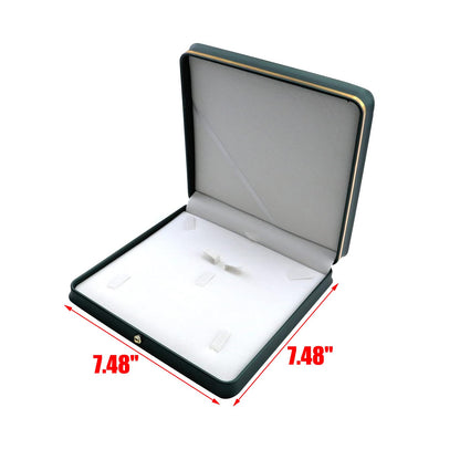 MY MIRONEY Big PU Leather Wedding Jewelry Sets Box Blackish Green Necklace Earring Ring Display Case Bracelet Storage Holder Jewelry Box Storage Organizer (7.48" x 7.48" x 1.57")