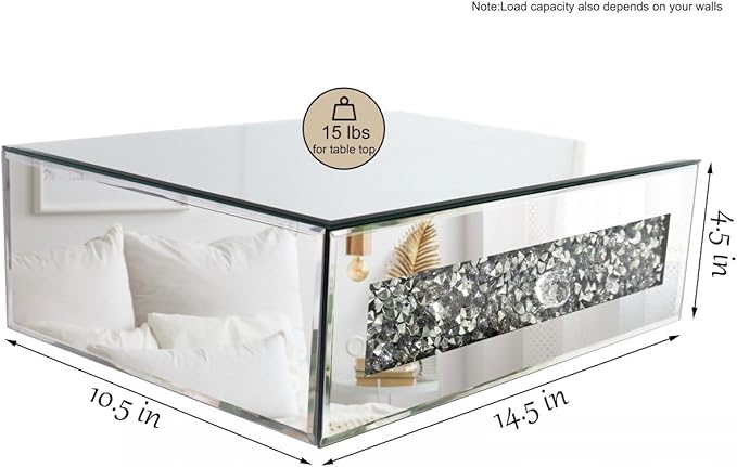 Mirrored Floating Bedside Nightstand