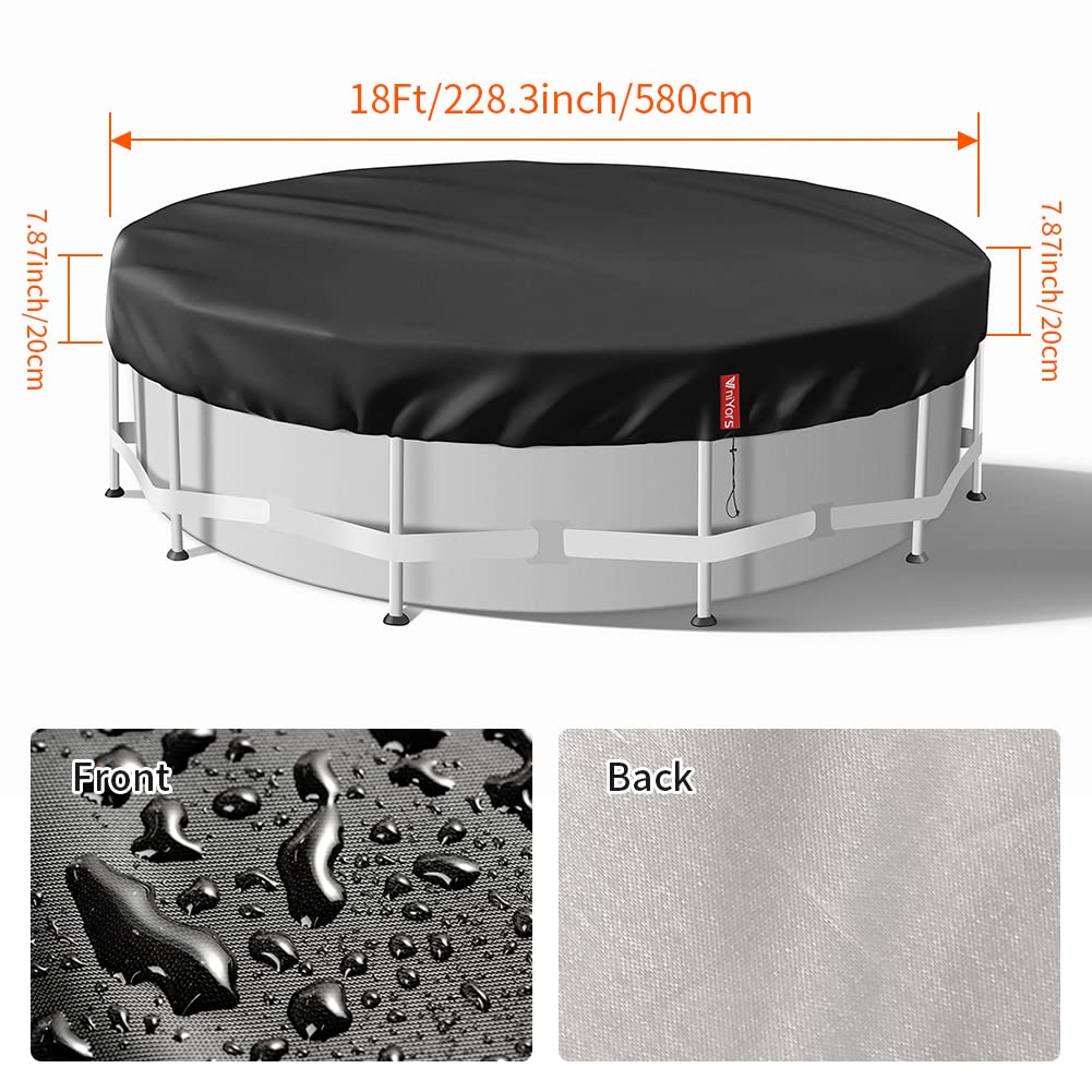 VniYors 18ft Pool Cover, Heavy-Duty Swimming Pool Cover, Paddling Pool Cover, Waterproof Dustproof Pool Solar Cover with Drawstring And Ground Nails