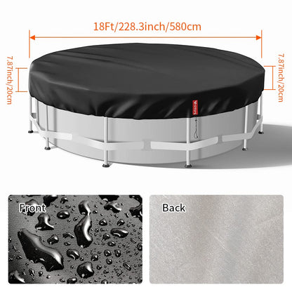 VniYors 18ft Pool Cover, Heavy-Duty Swimming Pool Cover, Paddling Pool Cover, Waterproof Dustproof Pool Solar Cover with Drawstring And Ground Nails