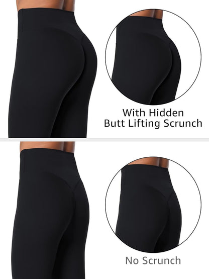 Sunzel Sunlissia Hidden Butt Lifting Scrunch Workout Leggings for Women, Crossover High Waist Yoga Pants with Tummy Control