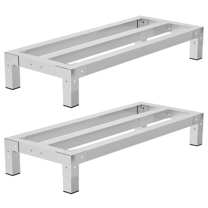 HOCCOT 2 Pack Aluminum Dunnage Rack, 48"x20" Commercial Storage Rack, Food Floor Rack Stand with 1.5mm Thick Aluminum Tube & Tool-Free Assembly for Kitchen, Garage, Warehouse, Restaurant, Vehicle