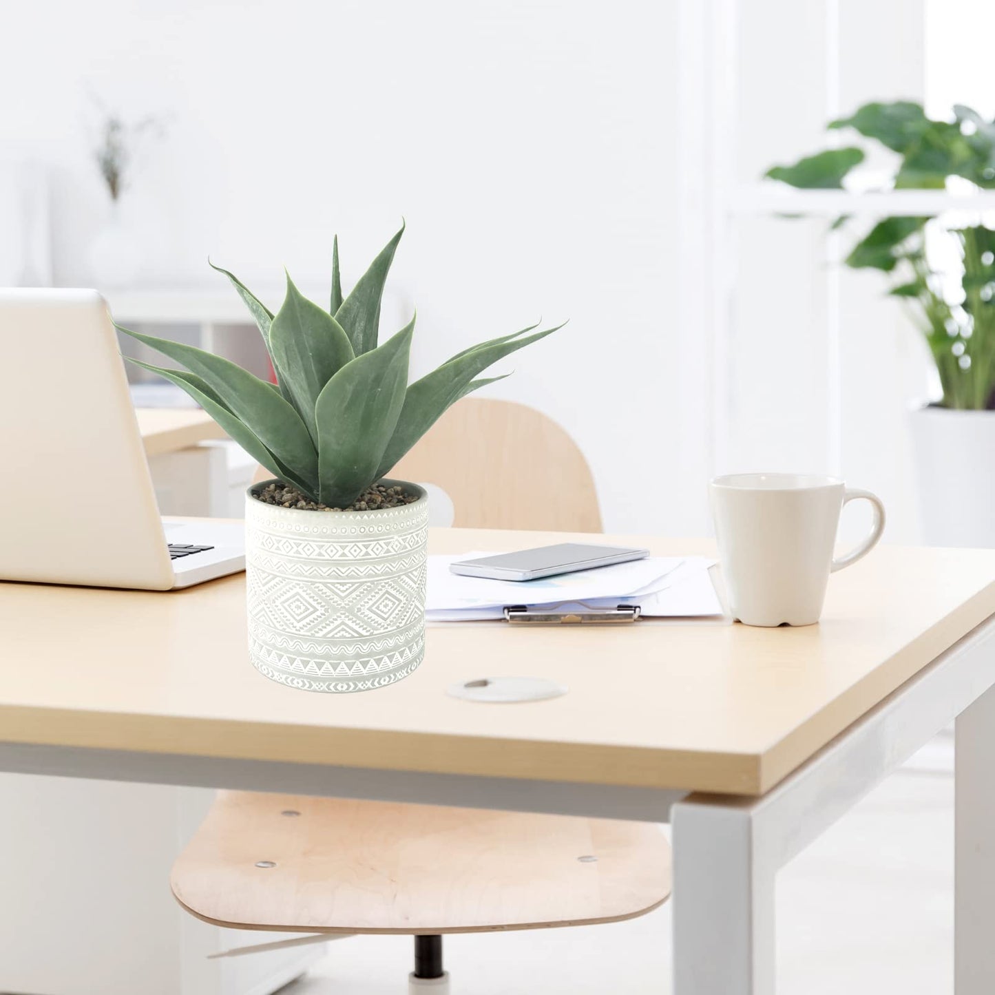 Hisow Artificial Potted Plants, 13.8" Artificial Succulent Fake Aloe, Large Faux Aloe Plant in Pot for Home Office Room Bedroom Kitchen Garden Decor (Grey)