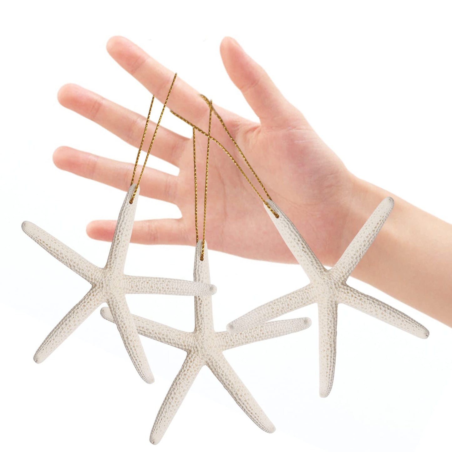 20PCS Starfish for Crafts 3"-4" Small Starfish Decor with Drilled Holes Star Fish Bulk Hanging Ornaments for Wedding DIY Christmas Tree Decor, Natural