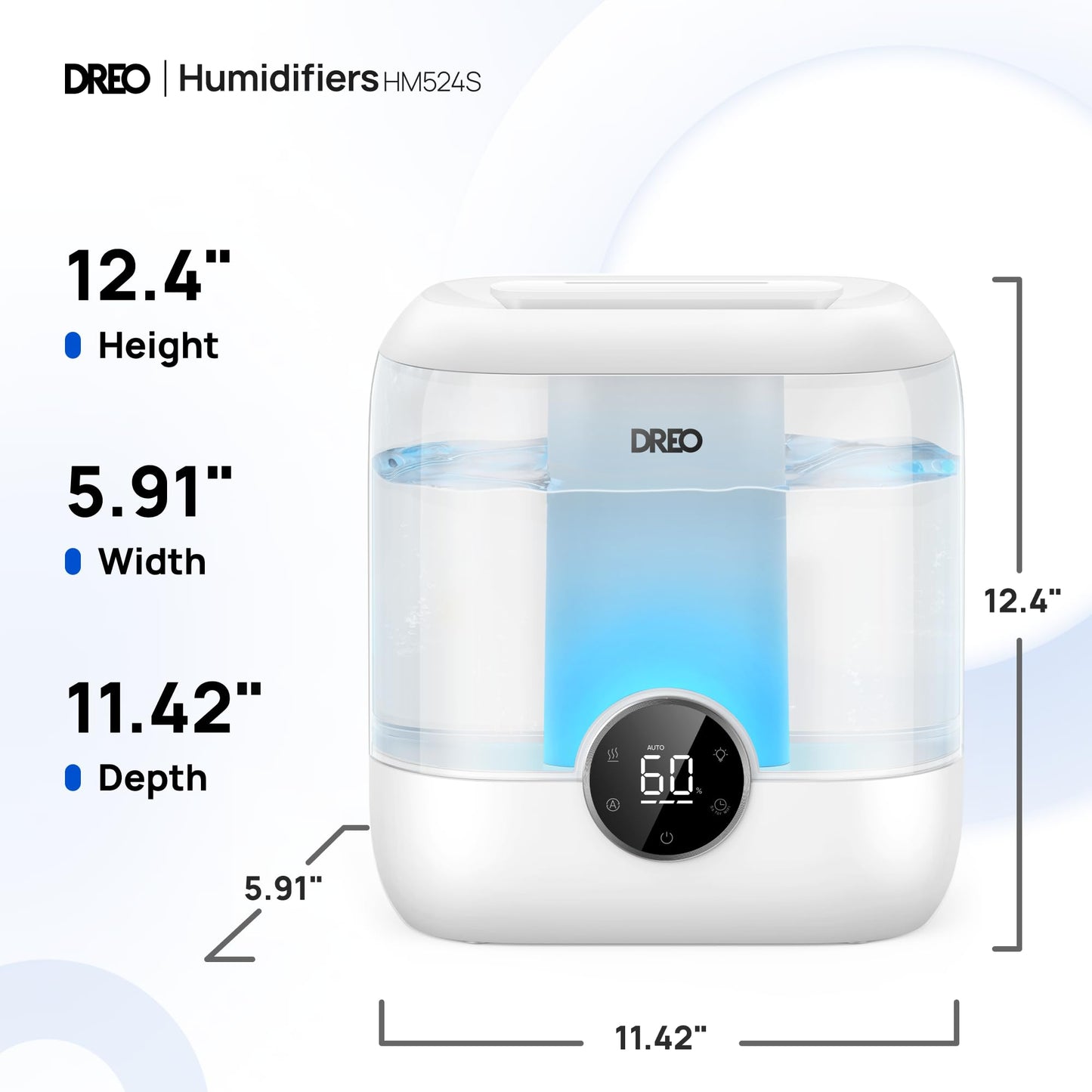 Dreo Smart Humidifiers for Bedroom, 6L Top Fill Supersized Cool Mist Humidifier for Large Room, 60 Hour Runtime, Quiet Ultrasonic Humidifier for Plants, Baby, Indoor, Home, Night Light, Black