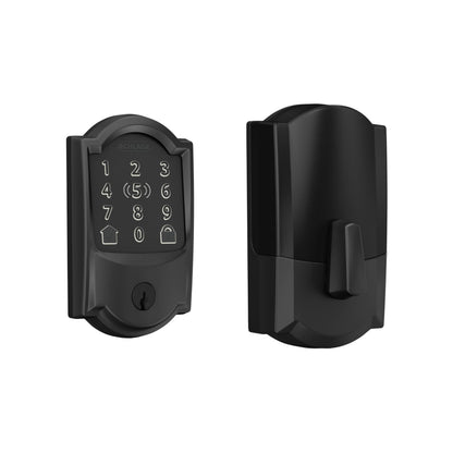 Schlage BE499WB CAM 619 Encode Plus WiFi Deadbolt Smart Lock, Keyless Entry Touchscreen Door Lock with Camelot Trim, Satin Nickel