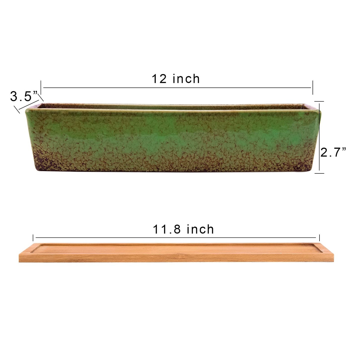 ARTKETTY Succulent Pots, Ceramic Bonsai Pots with Drainage, Large Shallow Succulent Planters for Indoor Outdoor Plants, Round Glazed Cactus Flower Plant Container Bowl