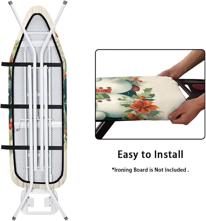 ZDCUSTOM Couple Snowman Ironing Board Cover, Merry Christmas Non Stick Scorch